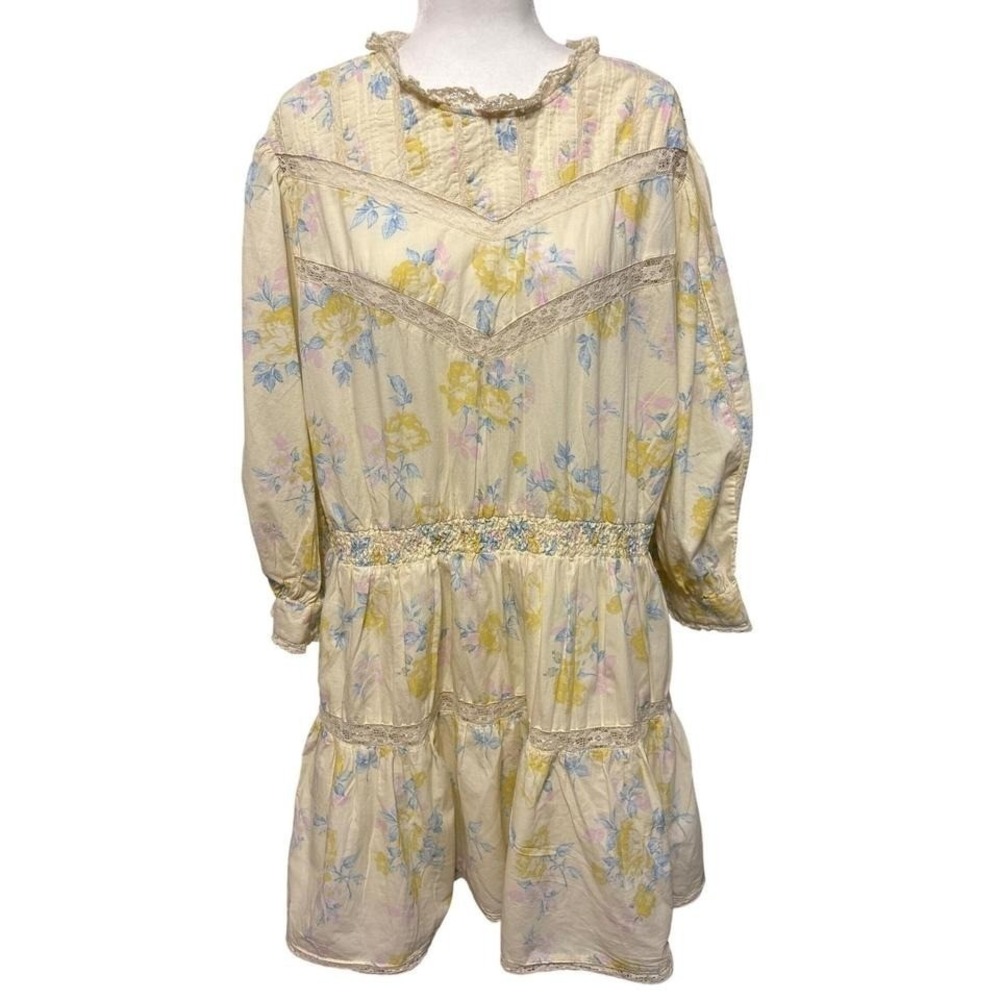 LoveShackFancy by Target Yellow Floral Lace Trim Mini Dress 2X Cottagecore